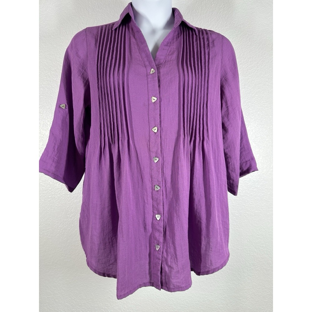 Fridaze  Purple Pintuck Linen Women's Sz: XL Tunic Vacay Summer